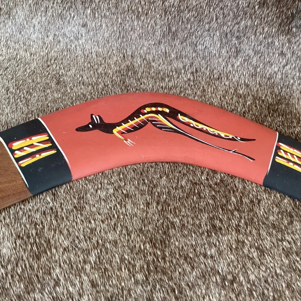 Hand Painted Returning Boomerang Crafted From Australian Brigalow Timber